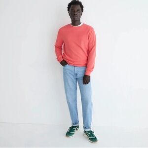 J. Crew 100% cotton piqué-stitch knit crewneck sweater coral men size small